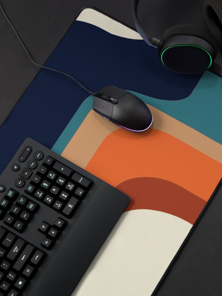 Alternate view of Mid-Century Modern Meets 1970s Orange and Blue Rainbow Mouse Pad