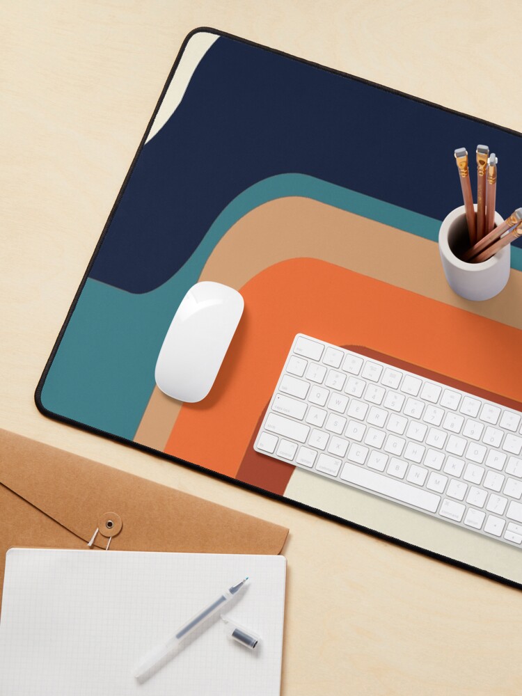 Alternate view of Mid-Century Modern Meets 1970s Orange and Blue Rainbow Mouse Pad