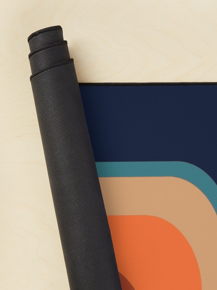 Alternate view of Mid-Century Modern Meets 1970s Orange and Blue Rainbow Mouse Pad