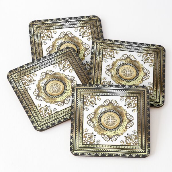 Item preview, Ornate Baroque White Gold Black Greek Key Border designed and sold by Yiorgos Designs.