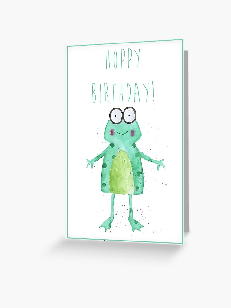 Carte De Vœux Carte De Voeux De Joyeux Anniversaire De Grenouille Par Cfearnley Redbubble