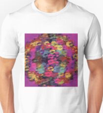 rosa rot gelb und lila Küsse Lippenstift abstrakten Hintergrund Unisex T-Shirt