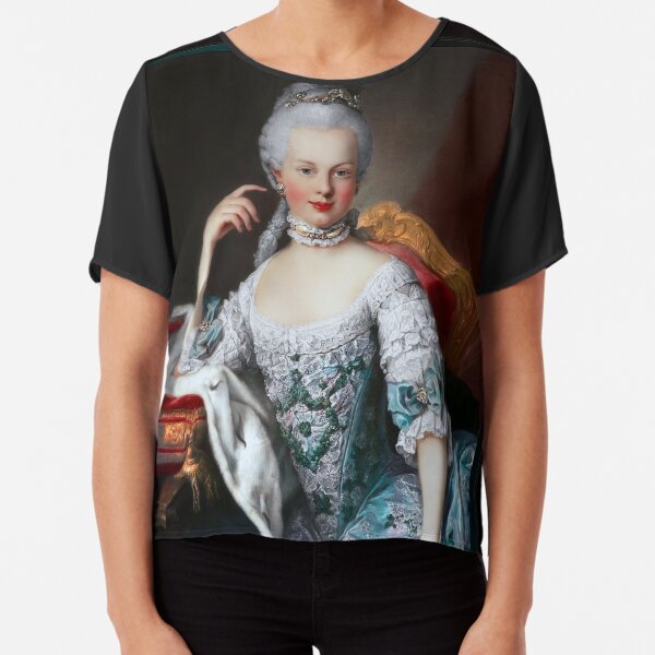 Portrait Of Marie Antoinette of Austria by Martin van Meytens Old Masters Xzendor7 Classical Art Reproductions Chiffon Top