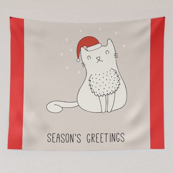 Item preview, CAT season's greeting, Merry Christmas, cat doodles Xmas, holiday greet designed and sold by Pointit.
