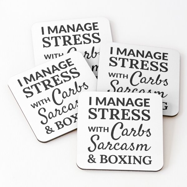 Item preview, I manage stress with carbs, sarcasm and boxing designed and sold by TheGreenGoat.