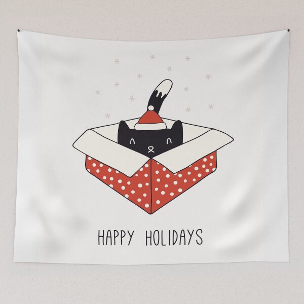 Item preview, cat gift, happy holidays, cat doodles Xmas, holiday greet designed and sold by Pointit.