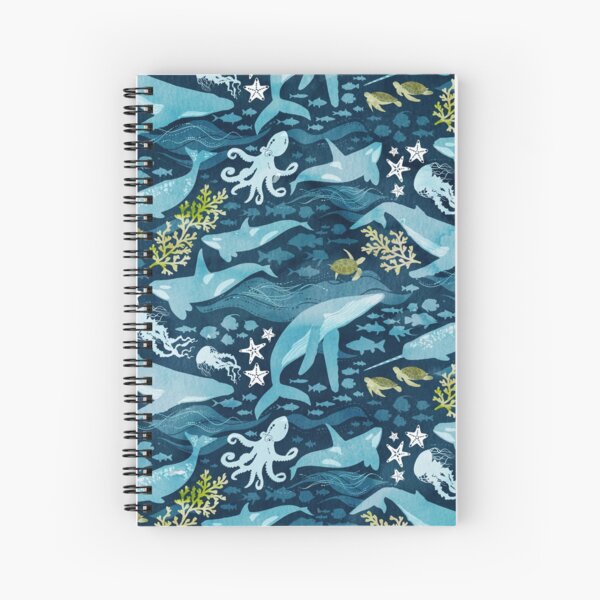 Ocean life in turquoise Spiral Notebook