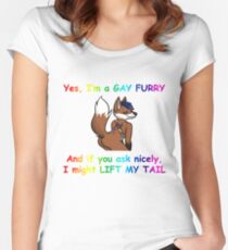 Homosexuell pelzigen Tailliertes Rundhals-Shirt