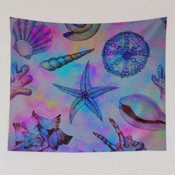 Item preview, Beach Treasures seashells watercolor art designed and sold by cutecrazytshirt.