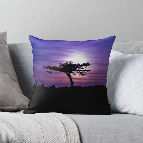 Sunset behind a tree Throw Pillow