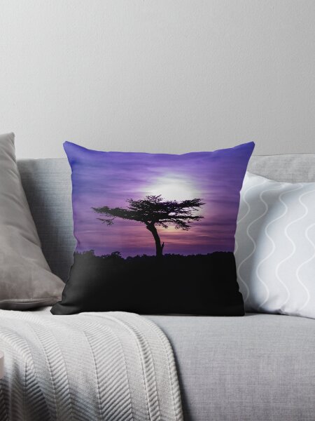 Sunset behind a tree Throw Pillow