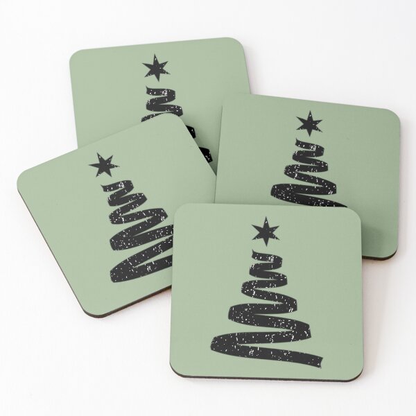 Item preview, Black minimalist Christmas tree on sage green designed and sold by Ninaeva.