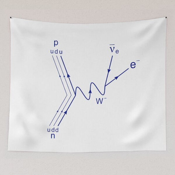 Item preview, Feynman diagram, proton neutron scattering beta decay designed and sold by NoetherSym.