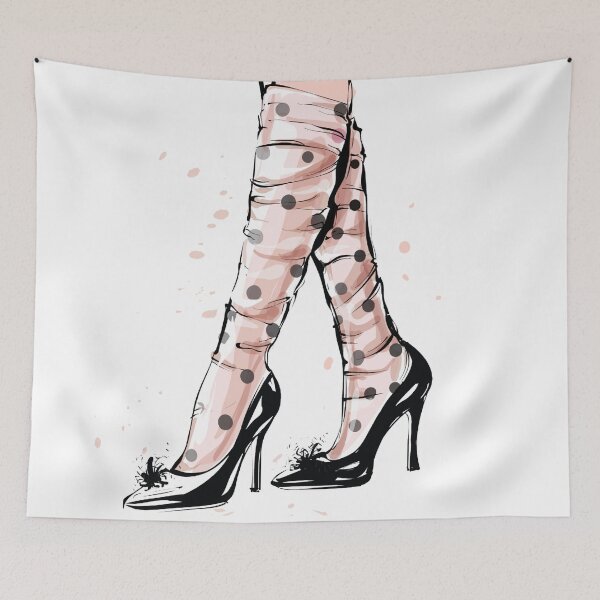 Item preview, Polkadot Stocking and High Heels Fashion Drawing  designed and sold by Dollfacedesign.