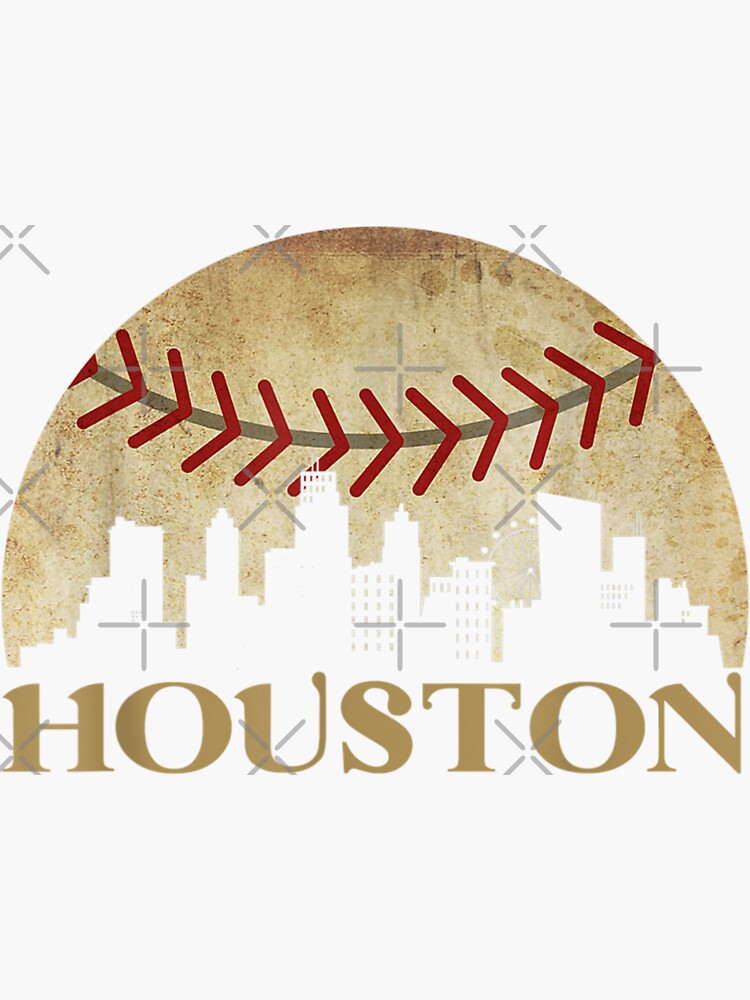 Vintage Houston Texas Skyline Baseball - Houston Astros - Sticker