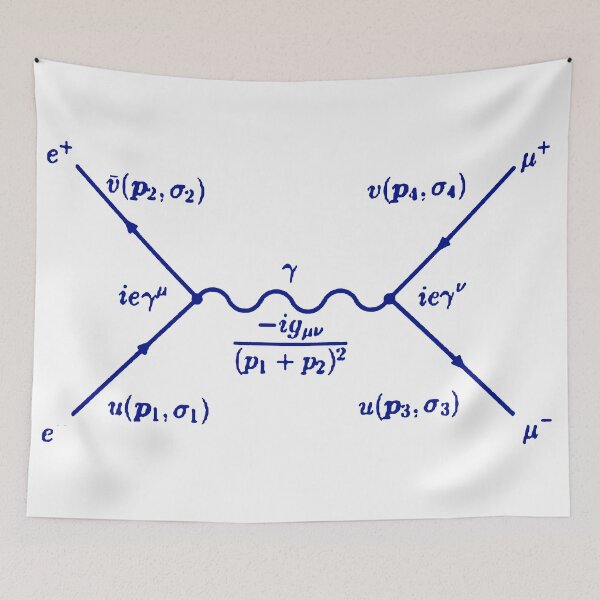 Item preview, Feynman diagram electron positron pair annihilation blue designed and sold by NoetherSym.