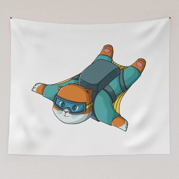 Item preview, Cute cat flying with wingsuit designed and sold by kanvasdesign.