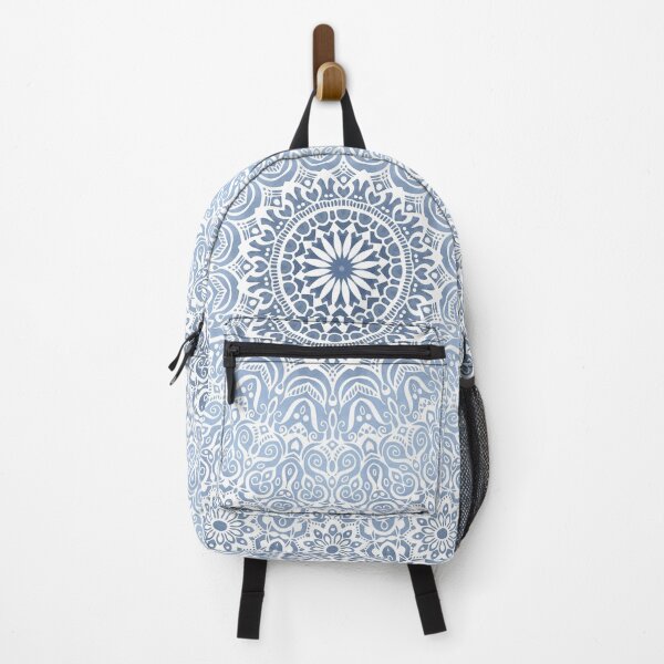 Item preview, Boho White Lace Mandala in Gray Blue designed and sold by Kelly Dietrich Mandala & Fractal Art.