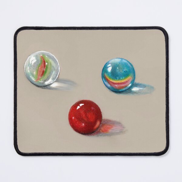 Item preview, Three Marbles Drawn in Colour Pencil, Shiny Marbles designed and sold by JoyfulWhimsy.