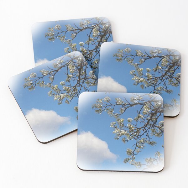 Item preview, Cherry Tree Blossoms Branch Against Blue Sky and Clouds designed and sold by JariHawk.