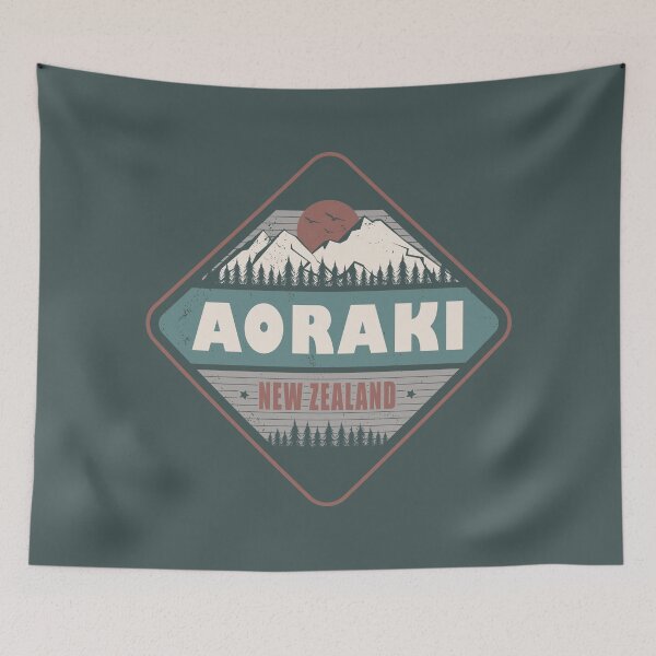 Artikelvorschau, Aoraki Mount Cook Neuseeland Vintage Wanderdesign entworfen und verkauft von CynthiaGraphics.