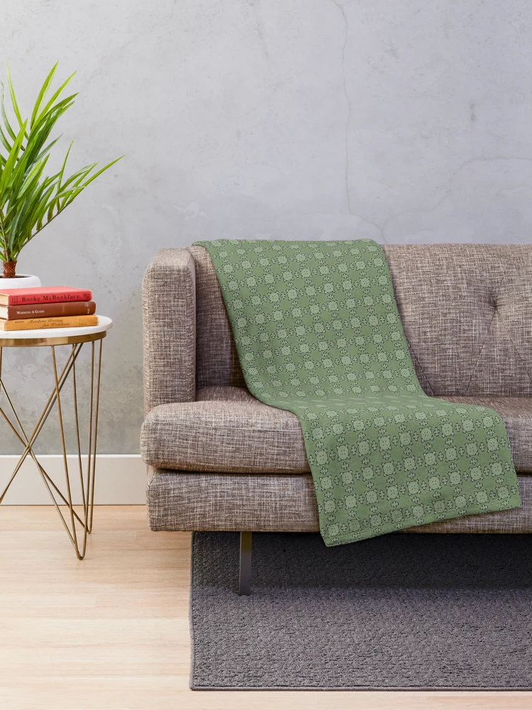 Thumbnail 2 of 6, Throw Blanket, Moss Green Abstract Geometric Pattern designed and sold by TLSDesigns.