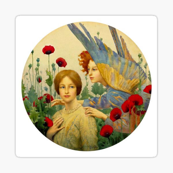 Aperçu de l'œuvre Femme dans un champ de coquelicots avec Angel créée et vendue par IliaLobell.