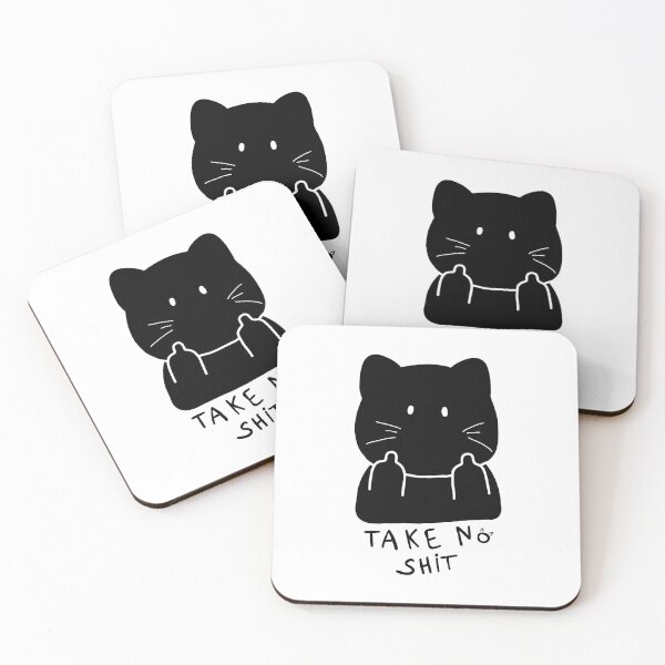 Item preview, funny minimalist middle finger cat - take no shit designed and sold by Cool Stuff Galore.