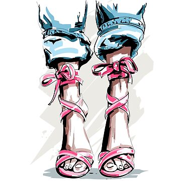Artwork thumbnail, Pink High Heels Fashion Drawing by Dollfacedesign
