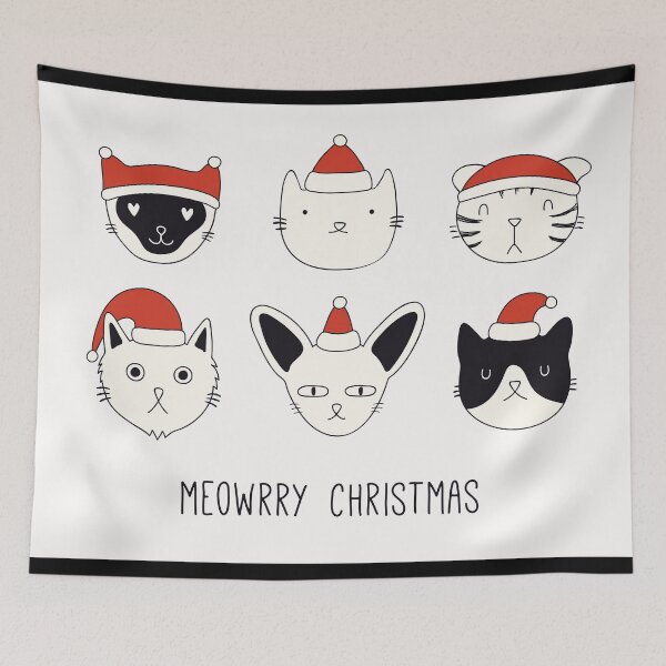 Item preview, Meowrry christmas, cats marry christmas, cat warmest wishes, cat season's greeting, Merry Christmas, cat doodles Xmas, holiday greet designed and sold by Pointit.
