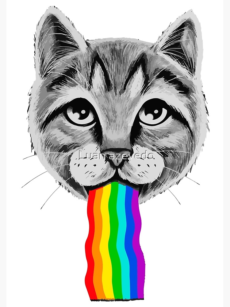 "cat vomiting rainbow" Poster for Sale by luanazevedo Redbubble