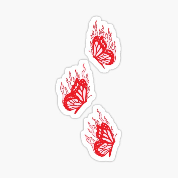 Item preview, Three red butterflies designed and sold by Sticker Store.