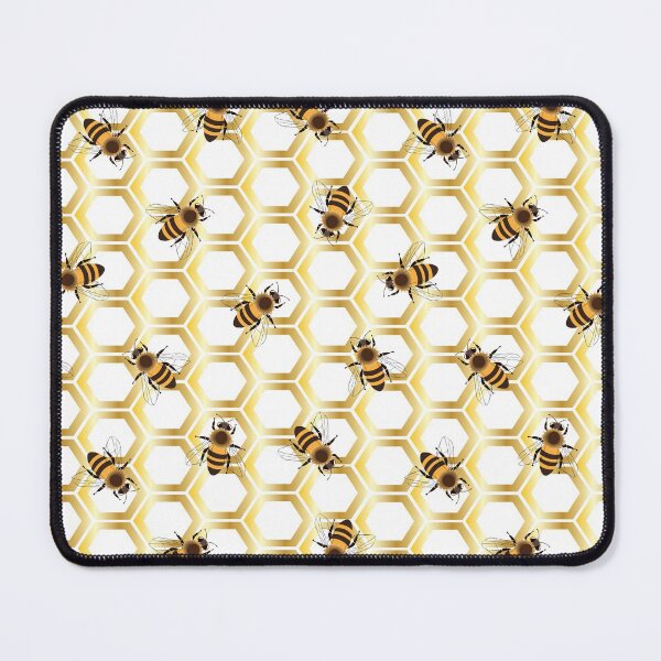 Item preview, Golden honeycomb with honeybees on a white background. designed and sold by Natalya Alexandrou.