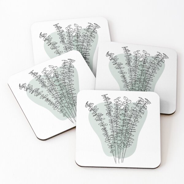 Item preview, Baby Blue Eucalyptus Line Drawing with Modern Green ors designed and sold by makesbymiss.