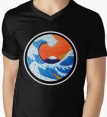 Sunset Hokusai Wave Larger Version Men's V-Neck T-Shirt