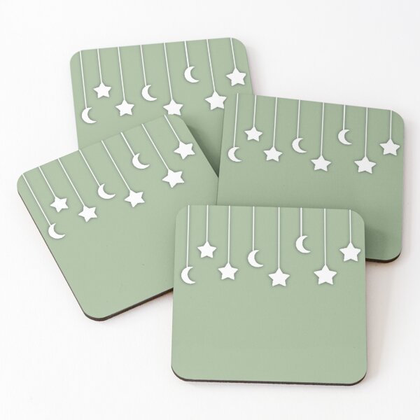 Item preview, Stars and moons on sage green designed and sold by Ninaeva.