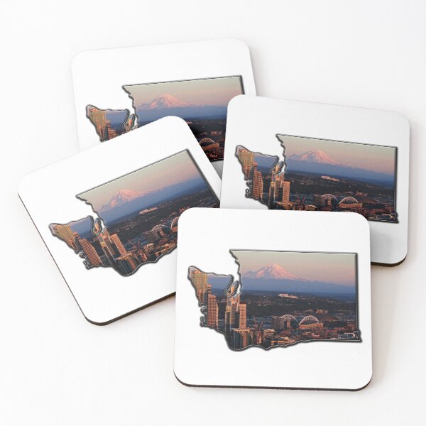 Item preview, Shape of Washington State filled with color photograph of The City of Seattle designed and sold by SouthShorePics.