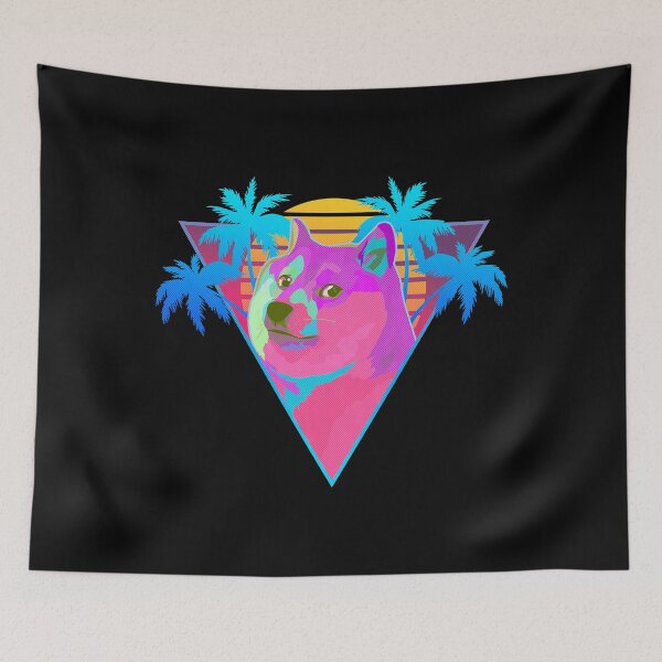 Item preview, Retro 80s Vaporwave Shiba Inu Cheems Dog Meme design designed and sold by D-C-Designs.