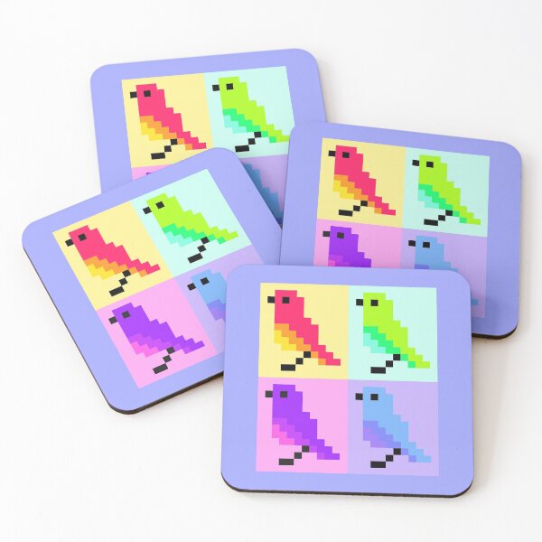 Item preview, Wee Rainbow Colored Pixel Birds designed and sold by rin3d .
