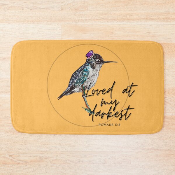 Item preview, Loved at my darkest in orange background with watercolor hummingbird designed and sold by creatures-nhats.