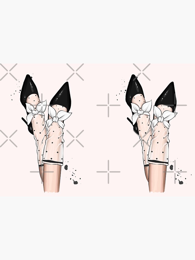 Thumbnail 3 of 3, Journal, Polkadot Stocking and High Heels Fashion Drawing designed and sold by Dollfacedesign.