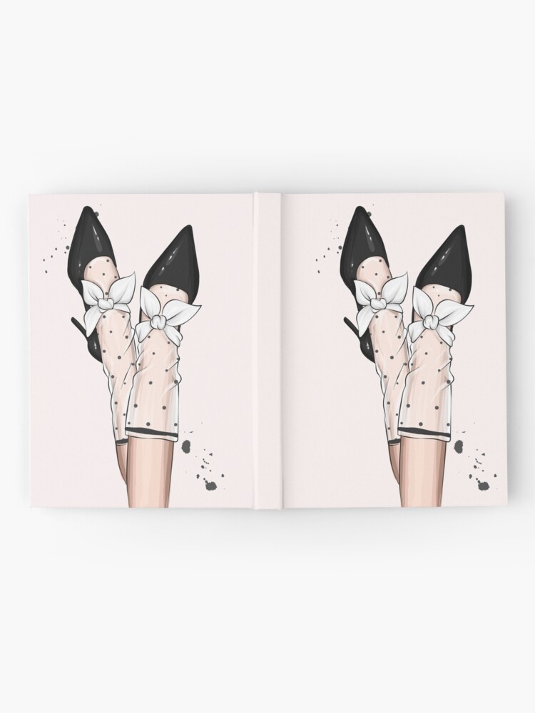 Thumbnail 2 of 3, Journal, Polkadot Stocking and High Heels Fashion Drawing designed and sold by Dollfacedesign.