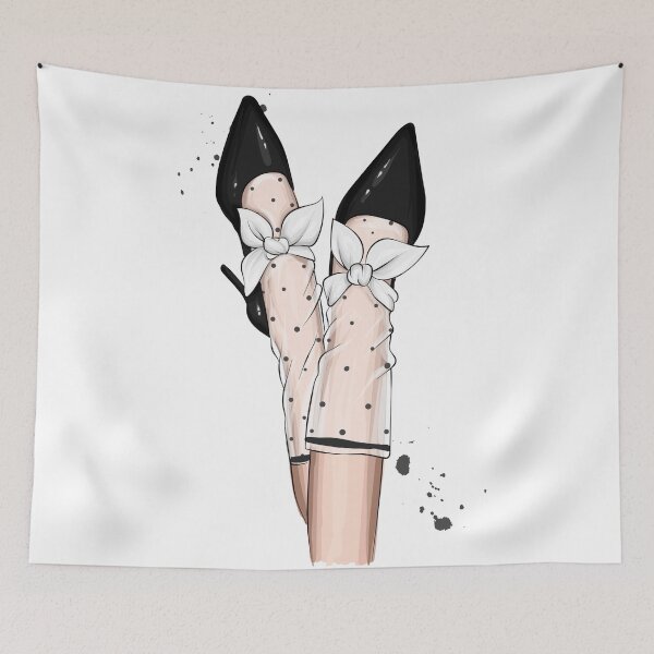 Item preview, Polkadot Stocking and High Heels Fashion Drawing  designed and sold by Dollfacedesign.