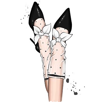 Artwork thumbnail, Polkadot Stocking and High Heels Fashion Drawing by Dollfacedesign