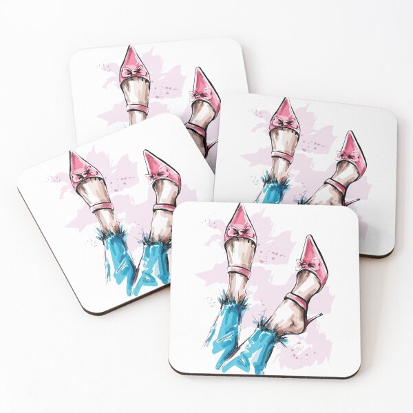 Item preview, Pink High Heels with Bows Fashion Drawing  designed and sold by Dollfacedesign.