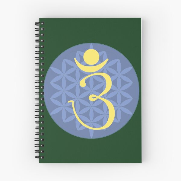 Item preview, OM Logo - Yellow on Blue With Flower of Life designed and sold by Fractal Journeys, etc. .