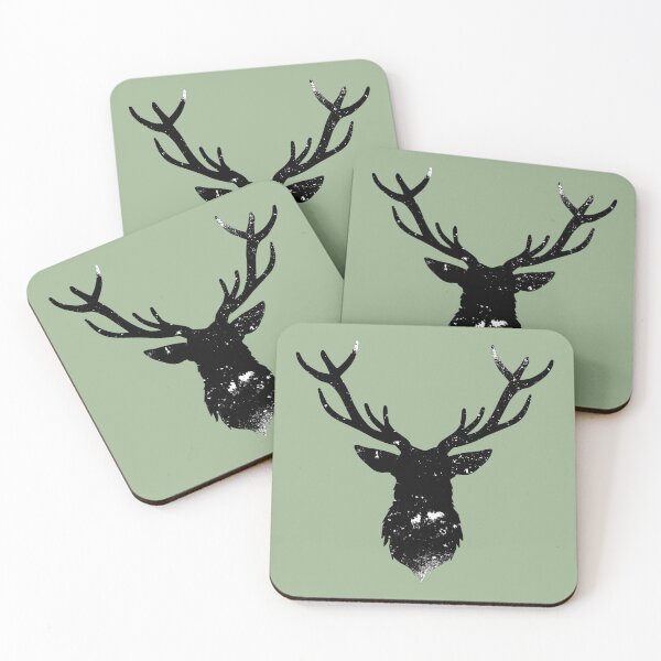 Item preview, Deer antlers in front of a sage green wall designed and sold by Ninaeva.