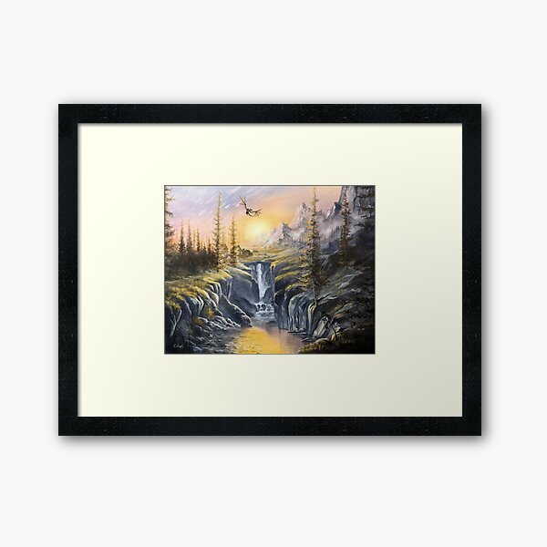 Dragon over the Waterfall Framed Art Print