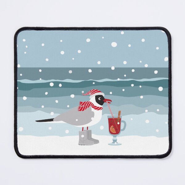Item preview, Christmas seagull with mulled wine by the sea in snow designed and sold by Darina Gulbina.