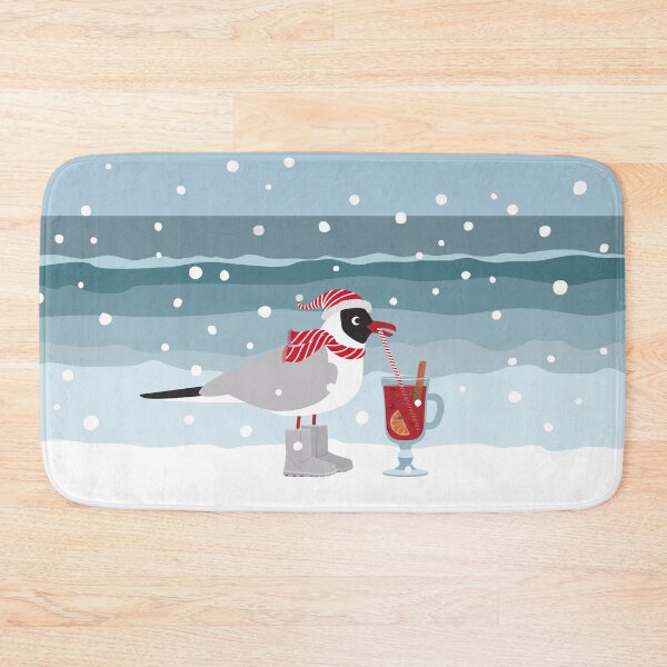 Item preview, Christmas seagull with mulled wine by the sea in snow designed and sold by Darina Gulbina.